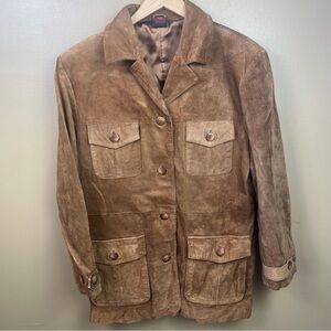 Vintage 100% Pig Suede Leather Jacket Women's XL Brown Tan Western